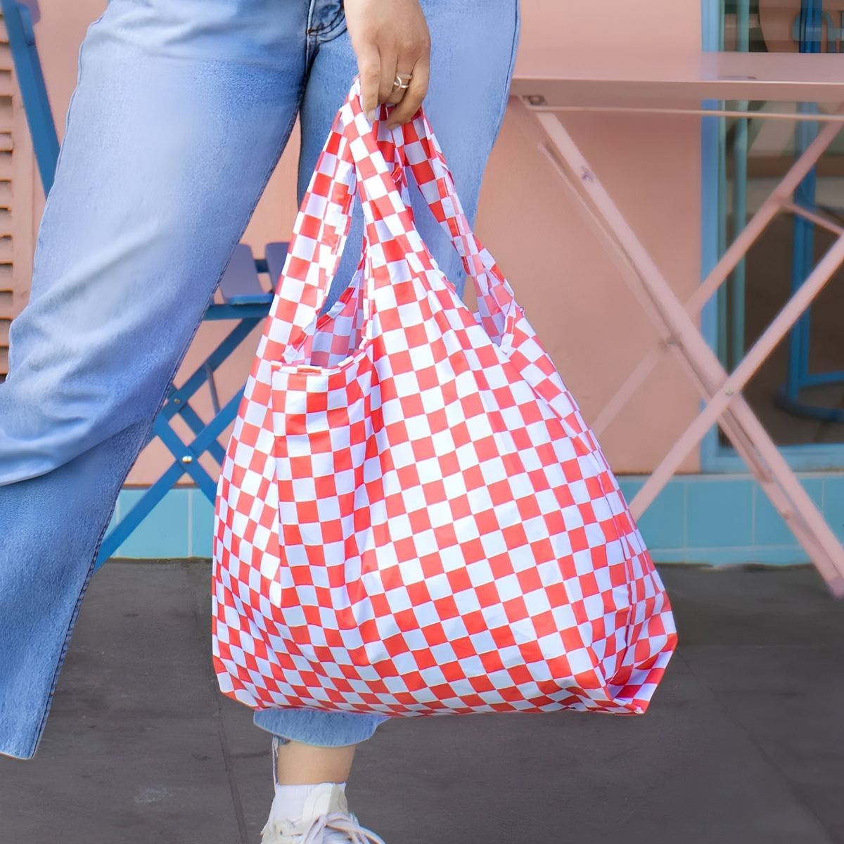 Kind Bag Reusable Bag Medium Checkerboard Red