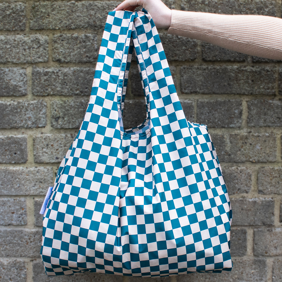 Kind Bag Reusable Bag Medium Checkerboard Teal